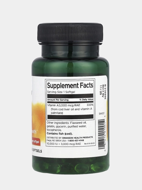Swanson Vitamin A 10000 МЕ, 250 капсул