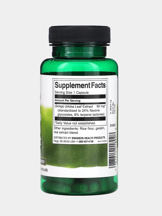 Swanson Ginkgo biloba, 60 мг, капсулы