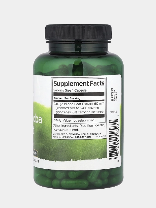 Swanson Ginkgo biloba, 60 мг, капсулы