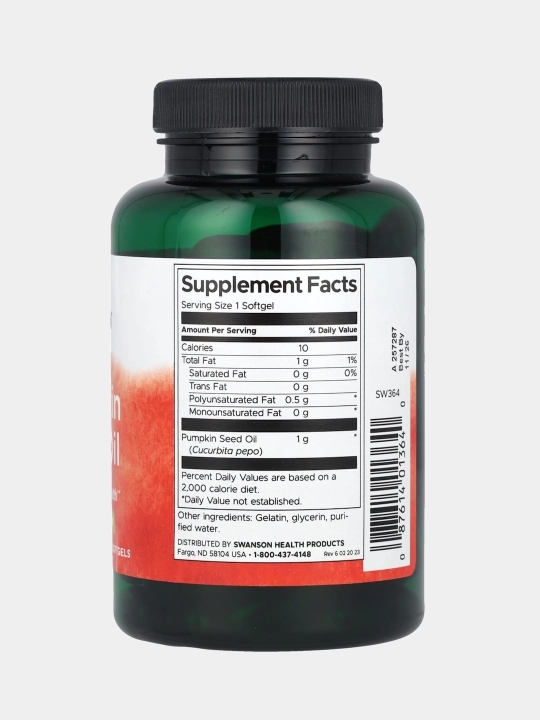 Swanson Масло тыквенных семян, Pumpkin Seed, Oil 1000 мг, 100 капсул