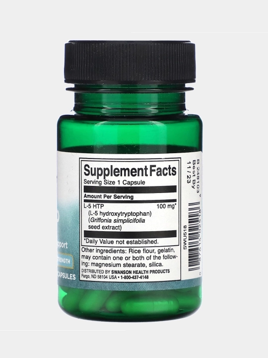 Swanson 5-HTP (5-гидрокситриптофан) 100 мг, 60 капсул