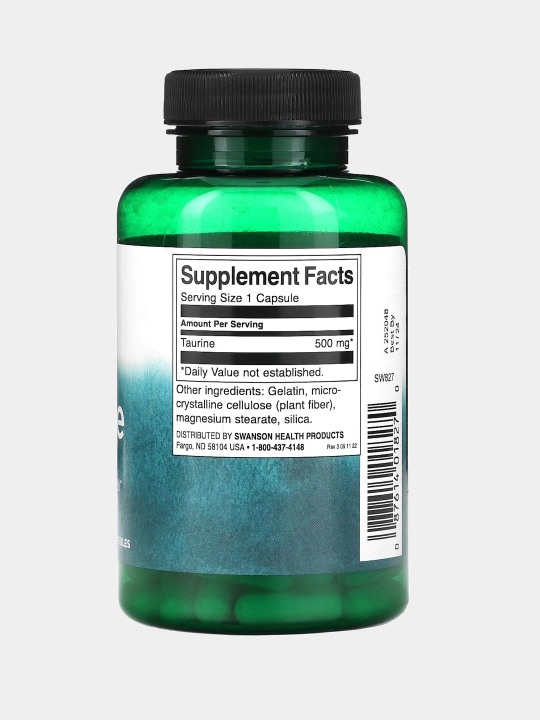 Swanson Таурин 500 мг, Taurine, 100 капсул