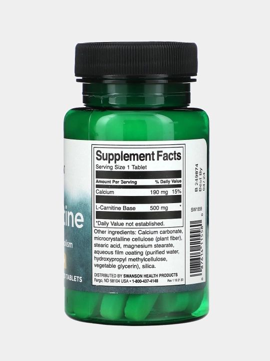 Swanson L-Karnitin (L-Carnitine) 500 mg, tabletkalar
