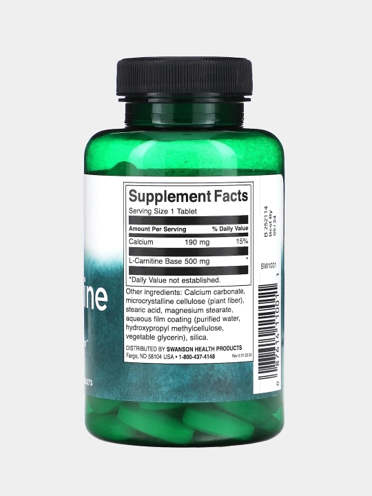 Swanson L-Karnitin (L-Carnitine) 500 mg, tabletkalar