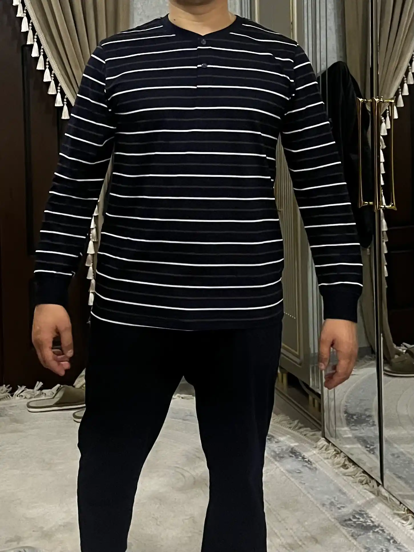 Paxtali uzun yengli erkaklar pijamasi