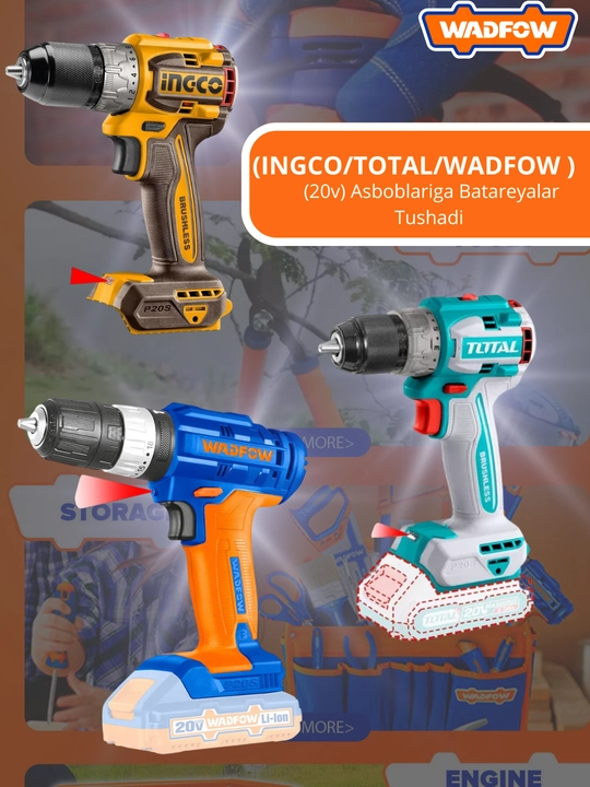 Lityum-ion batareya Wadfow 20V/2.0Ah/3.0Ah/4.0Ah/5.0Ah