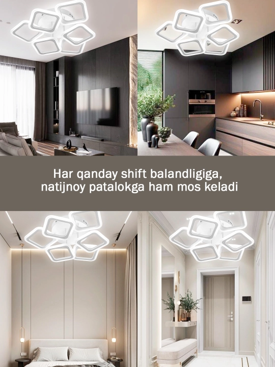Qandil LED, 3 xil yoritish rejimli, pult bilan, yotoqxona, zal, koridor uchun