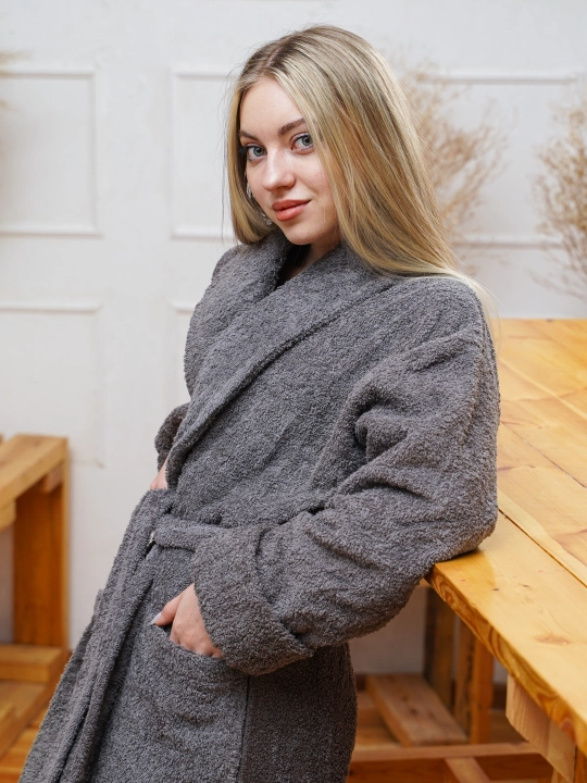 Банный халат, махровый, для мужчин и женщин, с поясом