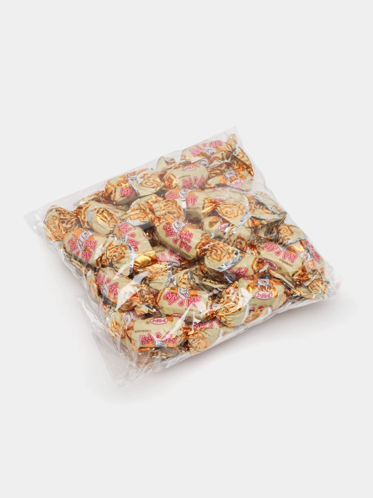 Karamel konfetlari Рахат ''Mu-Mu'', pomadali ichimlik bilan, 300 g