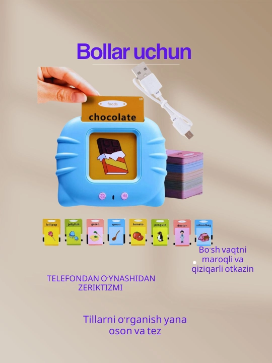 Bollar uchun, kartochkalar Ingliz-tili hamda rus-tilini organishi uchun