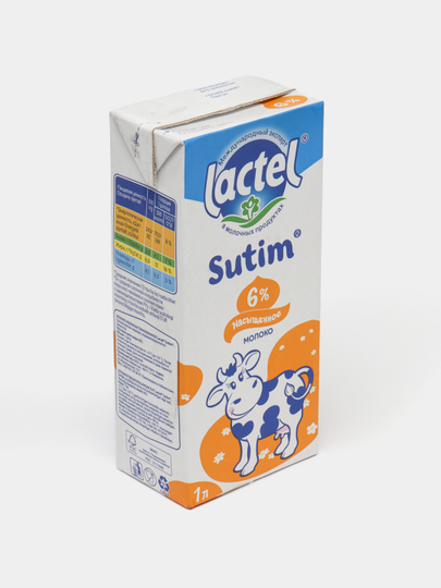 Sut LACTEL SUTIM 6%, ultrapasterizatsiyalangan, 1 litr