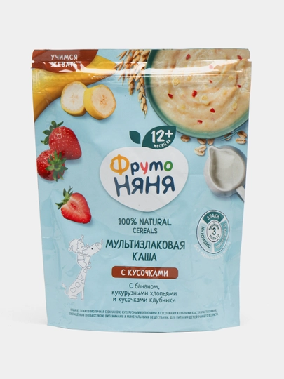 Каша мультизлаковая молочная с бананом, кукурузными хлопьями ФрутоНяня, 200 г — SIMBA-P16D694