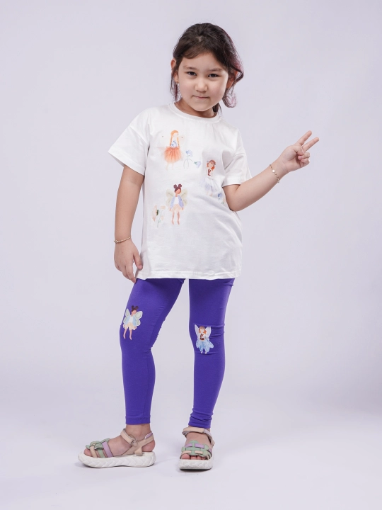 Qiz bolalar uchun to‘plam: futbolka va leggins, 2 qismli libos