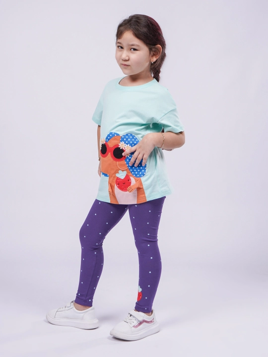 Qiz bolalar uchun to‘plam: futbolka va leggins, 2 qismli libos