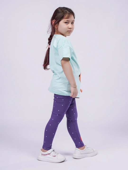 Qiz bolalar uchun to‘plam: futbolka va leggins, 2 qismli libos
