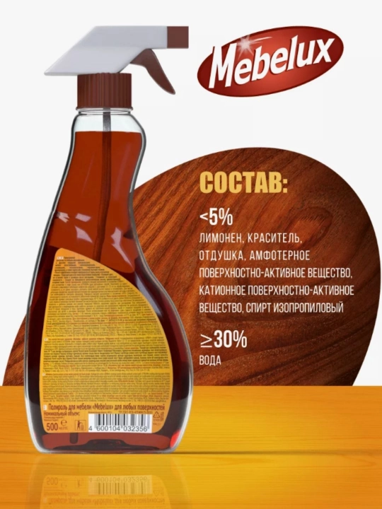 Полироль для мебели и пластика  Mebelux антипыль 500 мл
