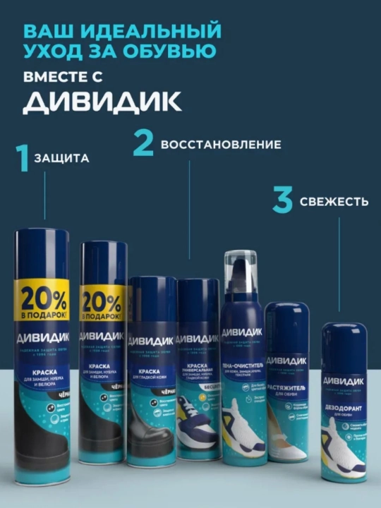 Краска для обуви бесцветная спрей для замши и кожи Дивидик 250 мл