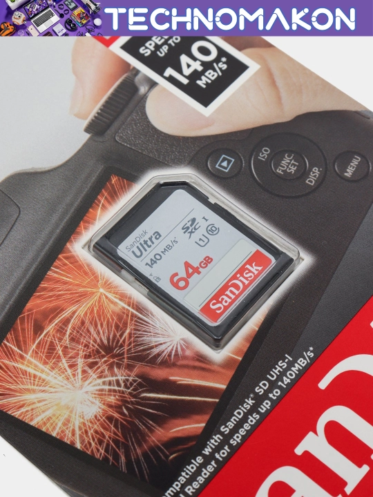 Карта памяти для фотоаппарата Sandisk Ultra SDXC, 64 ГБ, 140 Mb/s