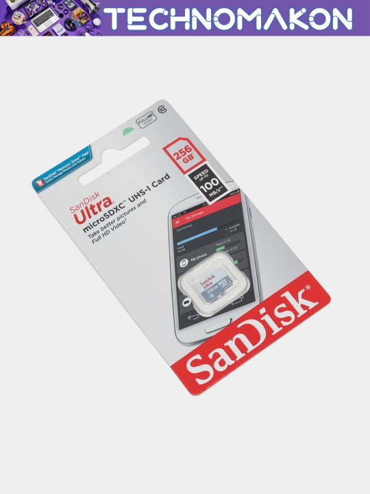 Xotira kartasi SanDisk Ultra, 256 GB, 100 Mb/s, Micro SD