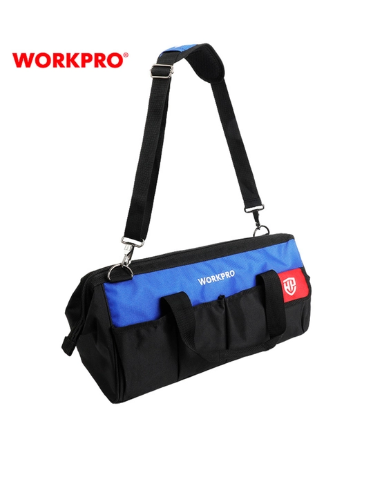 WORKPRO asboblar sumkasi, poliester 840D, suv o‘tkazmaydigan, elka tasmasi va cho‘ntaklar