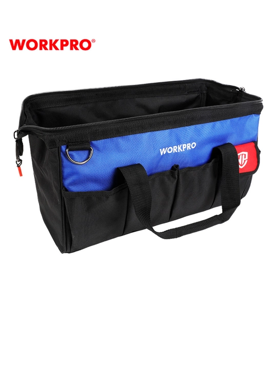 WORKPRO asboblar sumkasi, poliester 840D, suv o‘tkazmaydigan, elka tasmasi va cho‘ntaklar