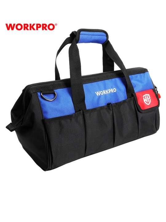 WORKPRO asboblar sumkasi, poliester 840D, suv o‘tkazmaydigan, elka tasmasi va cho‘ntaklar