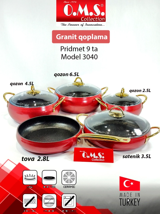 Kastryulya-jarovnya O.M.S 3024 Granit Ultra 9 qism 2.5/2.8/3.5/4.5/6.5L