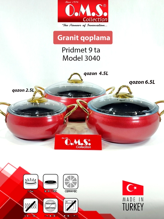 Kastryulya-jarovnya O.M.S 3024 Granit Ultra 9 qism 2.5/2.8/3.5/4.5/6.5L