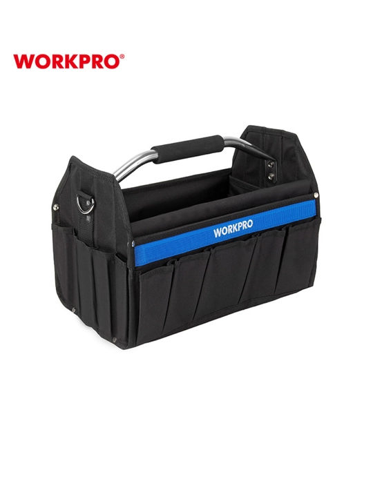WORKPRO asboblar sumkasi, poliester 840D, suv o‘tkazmaydigan, elka tasmasi va cho‘ntaklar