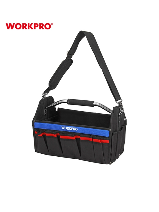 WORKPRO asboblar sumkasi, poliester 840D, suv o‘tkazmaydigan, elka tasmasi va cho‘ntaklar
