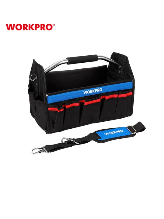 WORKPRO asboblar sumkasi, poliester 840D, suv o‘tkazmaydigan, elka tasmasi va cho‘ntaklar