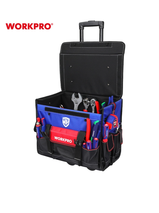 WORKPRO asboblar sumkasi, poliester 840D, suv o‘tkazmaydigan, elka tasmasi va cho‘ntaklar
