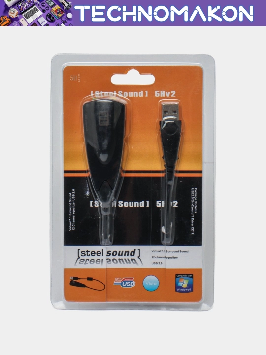 Portativ USB dan audio adapter, usb to audio, 5hv2, tashqi ovoz kartasi, usb 7.1