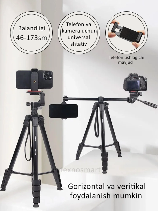 Shtativ Jmary kp 2209, telefon va kamera uchun telefon ushlagichi bilan - 
