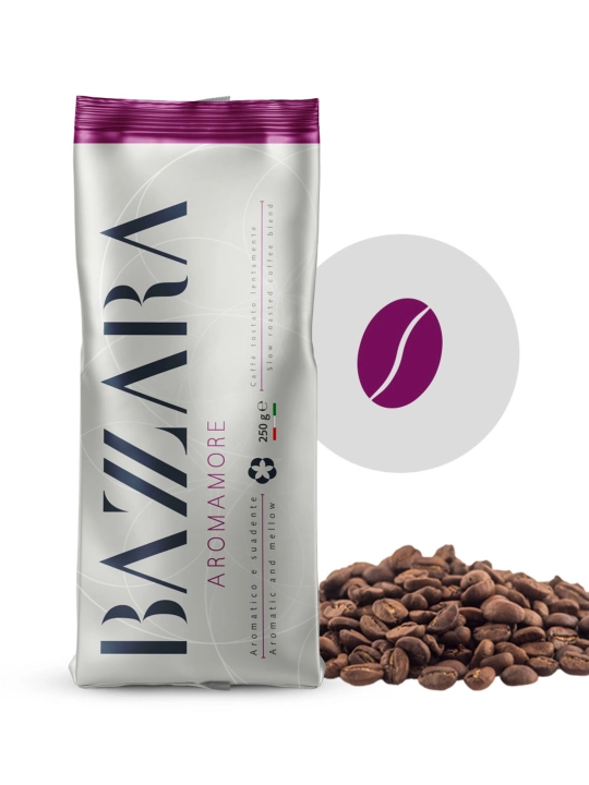 Bazzara Aromamore donli qahvasi, 250 gr., italyancha qovurma, 70% arabika, 30% - 