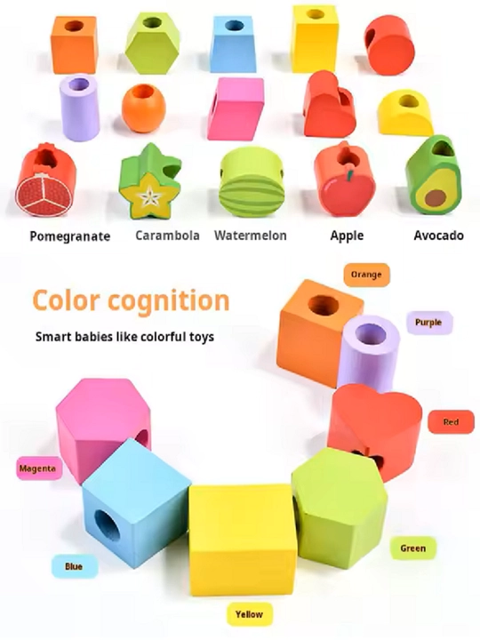 Sorter geometriya boncuklar bilan, beshta ustunda, bolalar uchun, rivojlanayotgan Montesso