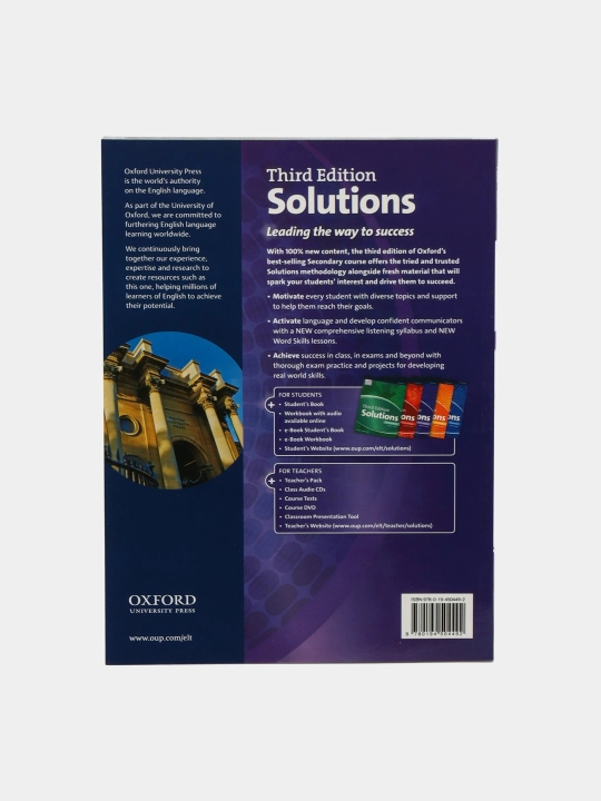 Solutions third Edition. Elementary, Pre-intermediate, Intermediate. Studentbook+Workbook