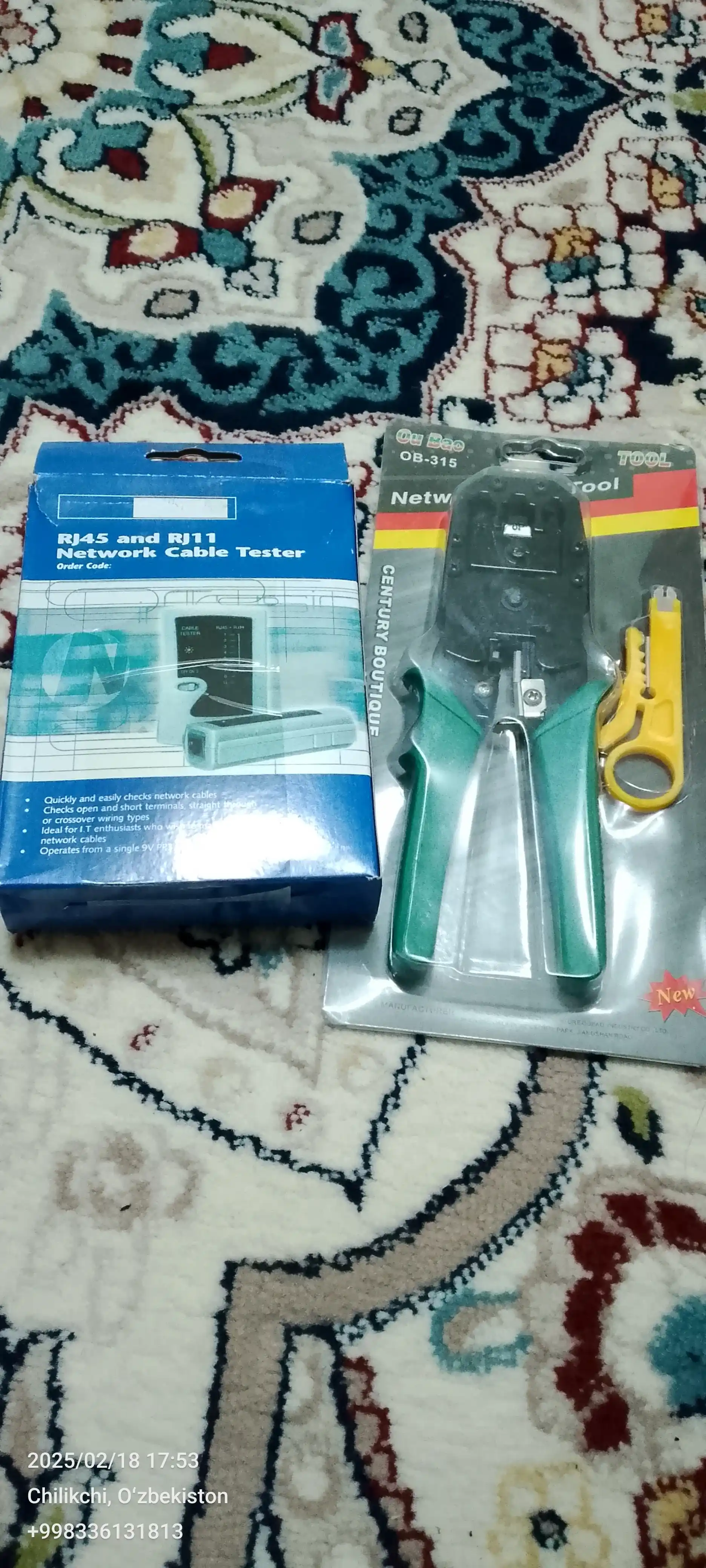 Simlar, kabellarni qisish uchun RJ-45, RJ-11, RJ-12 qisqich asboblari, krimper