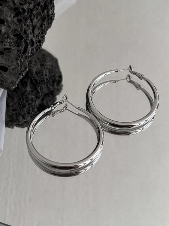 Серьги кольца, круглые, конго серебрянного, золотого, красных цветов