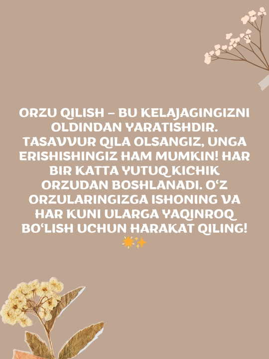 Orzular xaritasi - maqsadlar va muvaffaqiyatni vizualizatsiya qilish uchun sovg‘a to‘plami