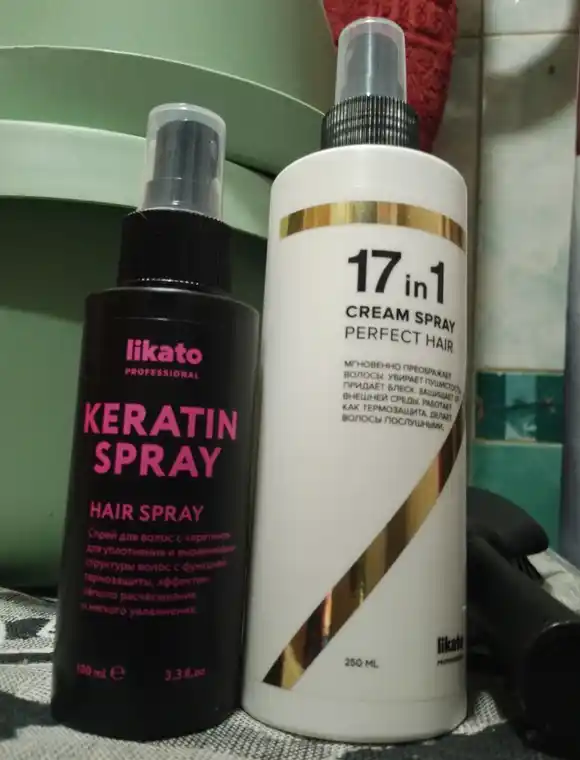Likato soch parvarishi uchun to'plam, sprey krem 17 tasi 1 da, keratin bilan