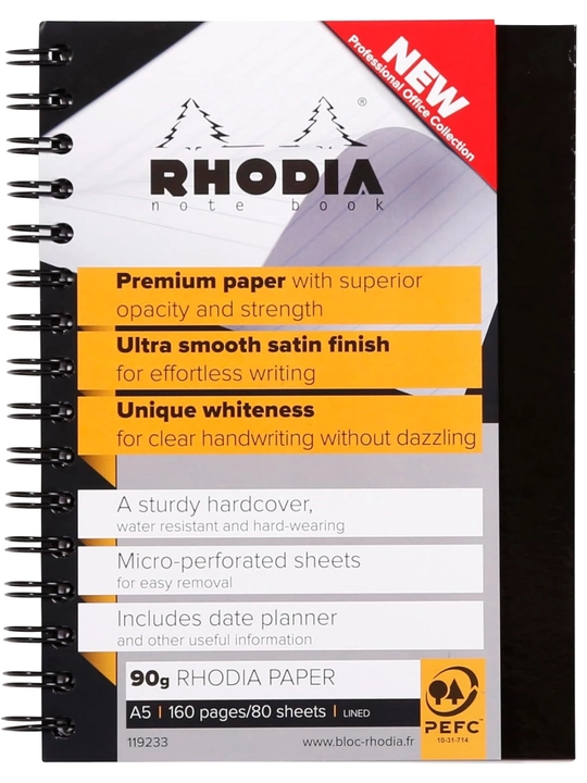 Блокнот на спирали - RHODIA А5, 80 листов, 90 г