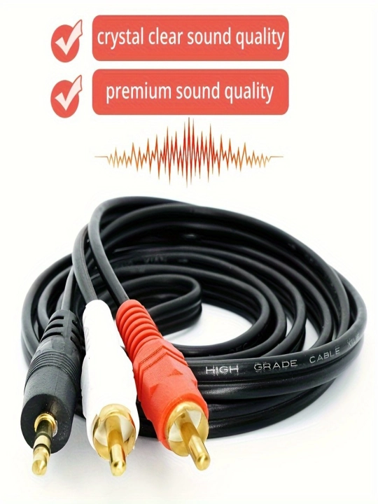 Audio kabel 3.5 mm, shteker - 2 RCA, AUX - 