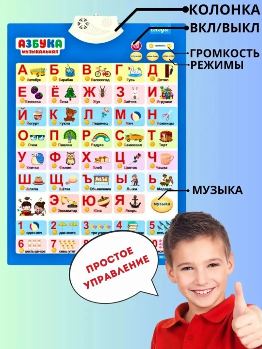 Говорящая азбука, детская обучающая электронная речевая азбука, арабский, английский, русский