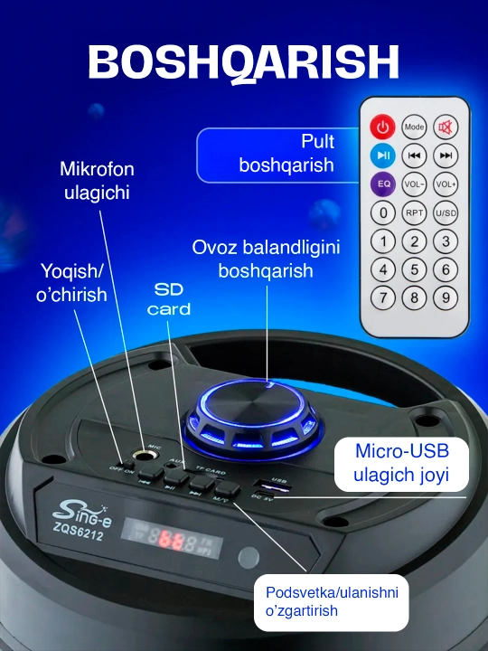 Kalonka karaoke, Bluetooth simsiz portativ dinamik, mikrofonli musiqa kalonkasi