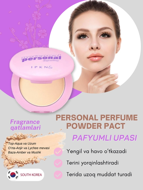 Yuz uchun iforli pardoz upasi, Koreya mahsuloti IPKN Personal Perfume Powder Pact - 