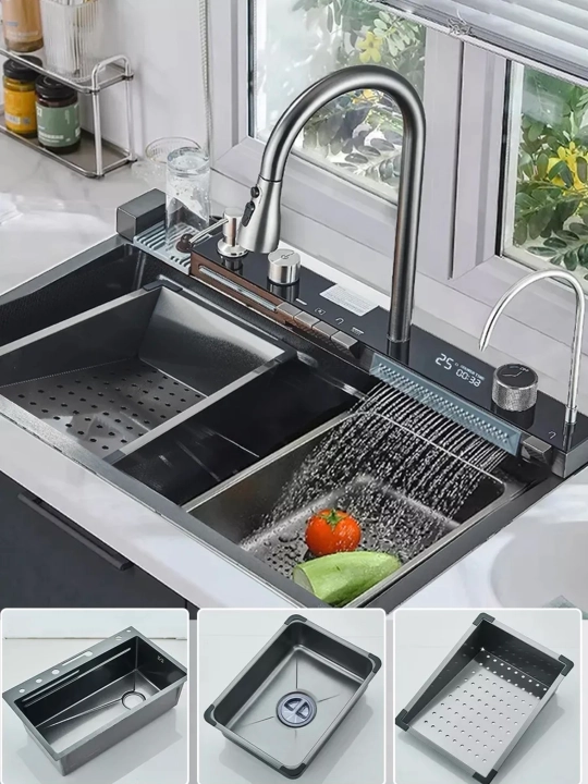 Кухонная мойка из нержавеющей стали, 68 * 46 * 22 см - 