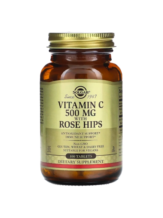 Solgar, Vitamin C shipovnikli, 100 tabletkalar