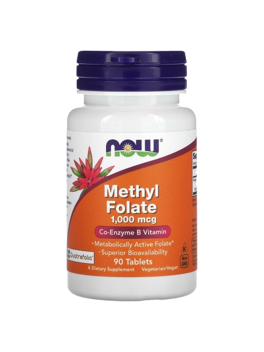 NOW Foods, Metil Folat, 1000 mkg, 90 Tabletkalar