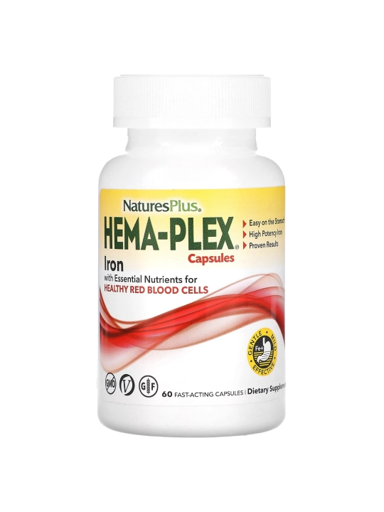NaturesPlus, Hema-Plex, Temir kompleksi, 60 kapsulalar, tezkor ta'sir